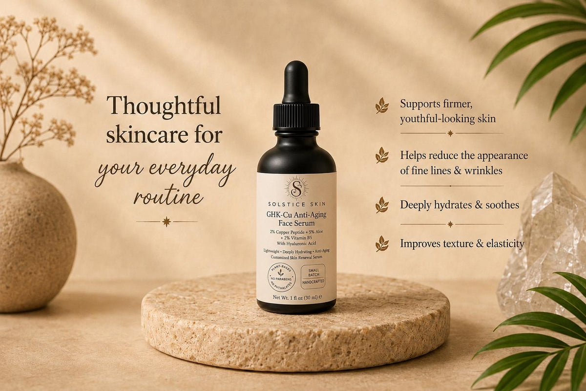GHK-Cu Copper Peptide Face Serum | Anti-Aging Serum | Hyaluronic Acid | 1 oz