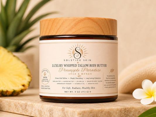 Luxury Whipped Tallow Body Butter | Shea & Mango | 4 oz | Handmade Body Moisturizer- Pineapple Paradise